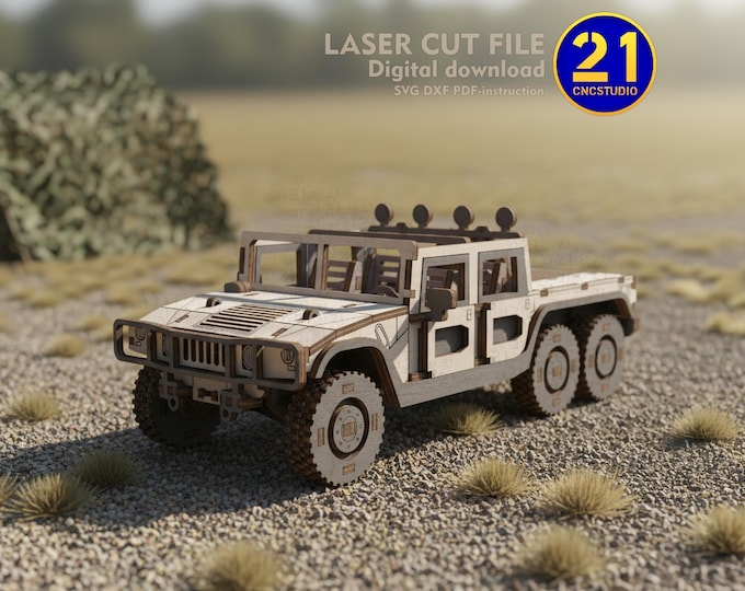 SUV H1 Pickup 6x6 1/24 Model | Laser Cut File SVG DXF | Digital Download