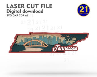 Tennessee 7-Layer SVG Laser Cut File | Multilayer 3D State Map | Glowforge Ready Digital Download