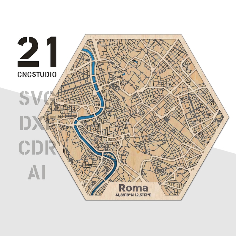 Roma Map Laser Cut File: Multilayer Honeycomb Decor (SVG, DXF, CDR) - Etsy