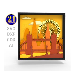 London Skyline 3D Multilayer Laser Cut Datei - Kultiges Stadtbild