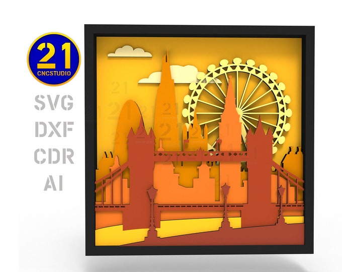 London Skyline 3D Multilayer Laser Cut File – Iconic Cityscape Artwork