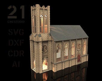 Catholic Church laser cut file, dxf, svg, ai and cdr, 3d puzzle file, wooden constructor