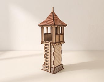 Compact Asian Watchtower Laser Cut Files: 28–32 mm Terrain