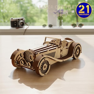 Vintage Roadster Laser Cut File: 3D Classic Car Model (Digital Download)