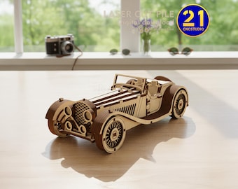 Vintage Roadster Laser Cut File: 3D Classic Car Model (Digital Download)