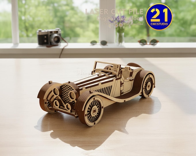 Vintage Roadster Laser Cut File: 3D Classic Car Model (Digital Download)