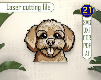 Maltipoo Dog 5-Layer Laser Cut File | SVG DXF Digital Download | Pet Lover Wall Art | Puppy Home Decor