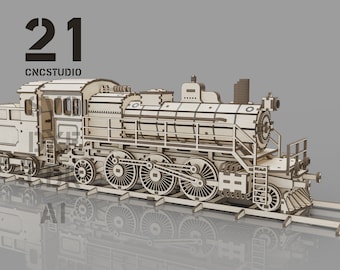 Steam Train Holz Konstruktor Lokomotive Datei dxf, svg, ai und cdr 3D Puzzle Datei für Laser cut