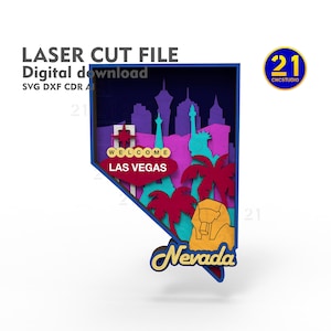 Nevada 7-Layer SVG Laserschnitt-Datei | Mehrschichtige 3D-State Map | Glowforge Bereit Digital Download