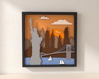 New York Skyline Laser Cut Files: Layered Cityscape, SVG DXF