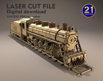 Steam locomotive Dollywood Express No. 70 - Detailed 3D Laser Cut Model | Scale 1/32 | SVG & DXF Files | Digital Download