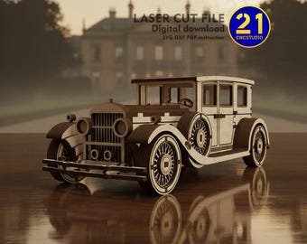 Classic Car Laser Cut File | Vintage Wooden Model | Digital Download SVG DXF