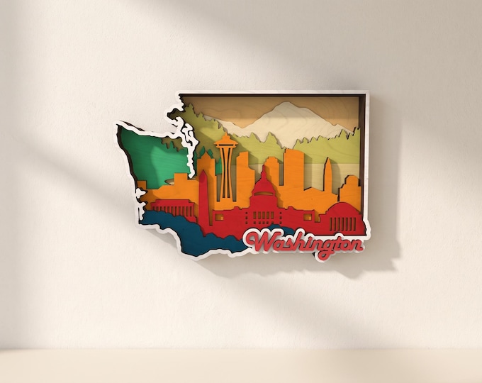 Washington State Laser Cut Files: 8-Layer State Map