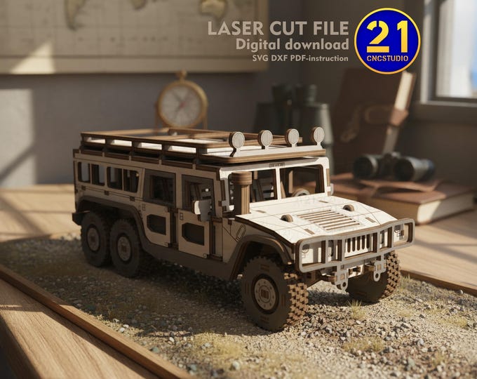 SUV H1 6x6 Model | Laser Cut File SVG DXF | Digital Download