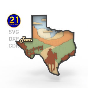 Silueta de campo de Texas: archivo de corte láser multicapa svg dxf ai eps