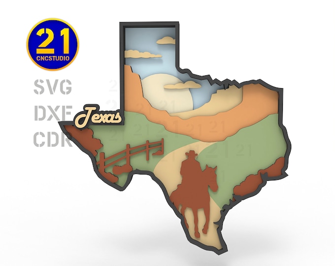 Texas Countryside Silhouette - Multilayer Laser Cut File svg dxf ai eps