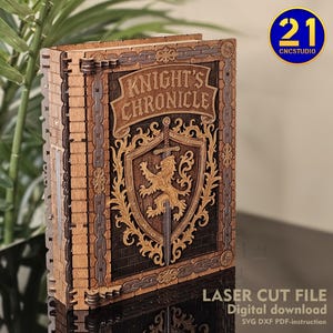 Knight Book Box SVG: Medieval Keepsake Laser Cut File (Digital Download)