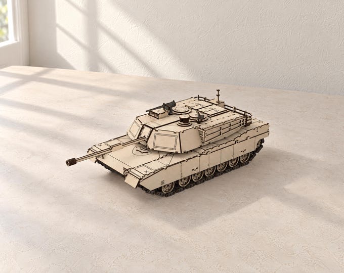 Abrams Tank Laser Cut Files: Advanced 1/16 Wooden Model