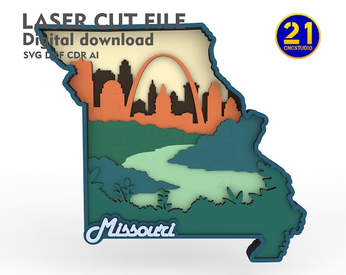 Missouri State Vignette -  Laser Cut Multilayer File svg dxf ai eps cdr