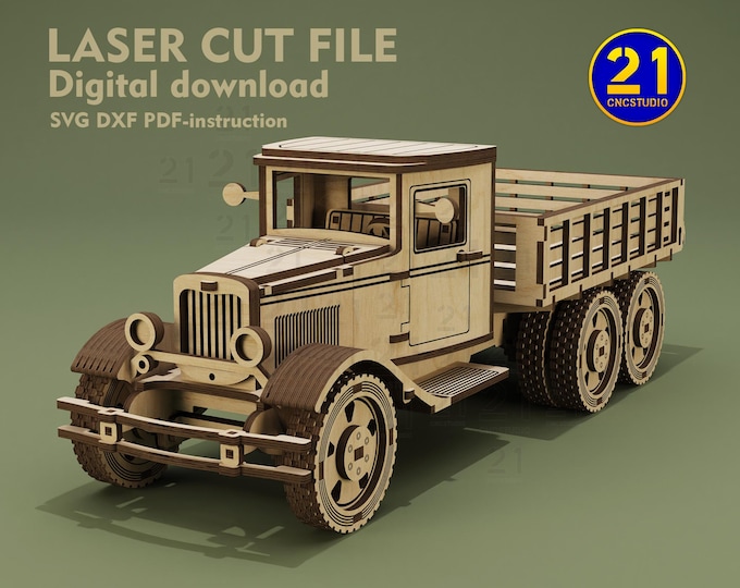 Classic Truck Laser Cut File | 3D Wooden Model | Digital Download for Laser Cutting SVG DXF