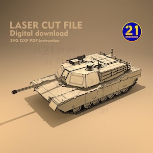 Abrams tank lasergesneden model 1/16 schaal – digitale bestanden voor gevorderde ambachtslieden – SVG DXF
