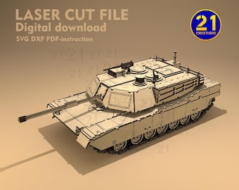 Abrams Tank 1/16 Scale Laser Cut Model – Digital Files for Advanced Craftsmen – SVG DXF