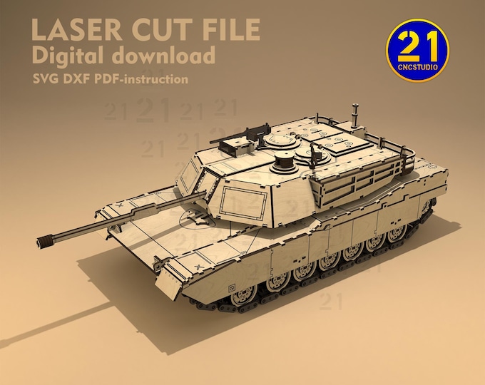 Abrams Tank 1/16 Scale Laser Cut Model – Digital Files for Advanced Craftsmen – SVG DXF