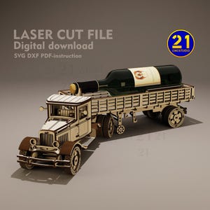 Vintage vrachtwagen lasergesneden bestand - 3D- DIY-model voor lasersnijden - SVG DXF