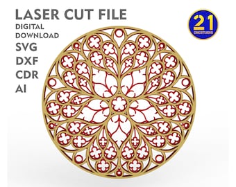 Window of Saint-Pierre Cathedral multilayer 2d dxf, svg, ai, cdr laser cut file