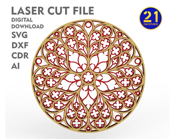 Window of Saint-Pierre Cathedral multilayer 2d dxf, svg, ai, cdr laser cut file