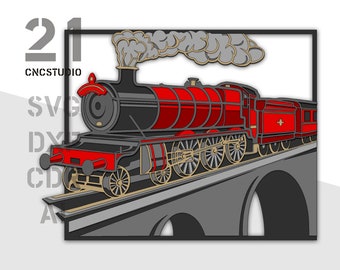 Train laser cut file multiplayer 2,5d dxf, svg, ai, cdr