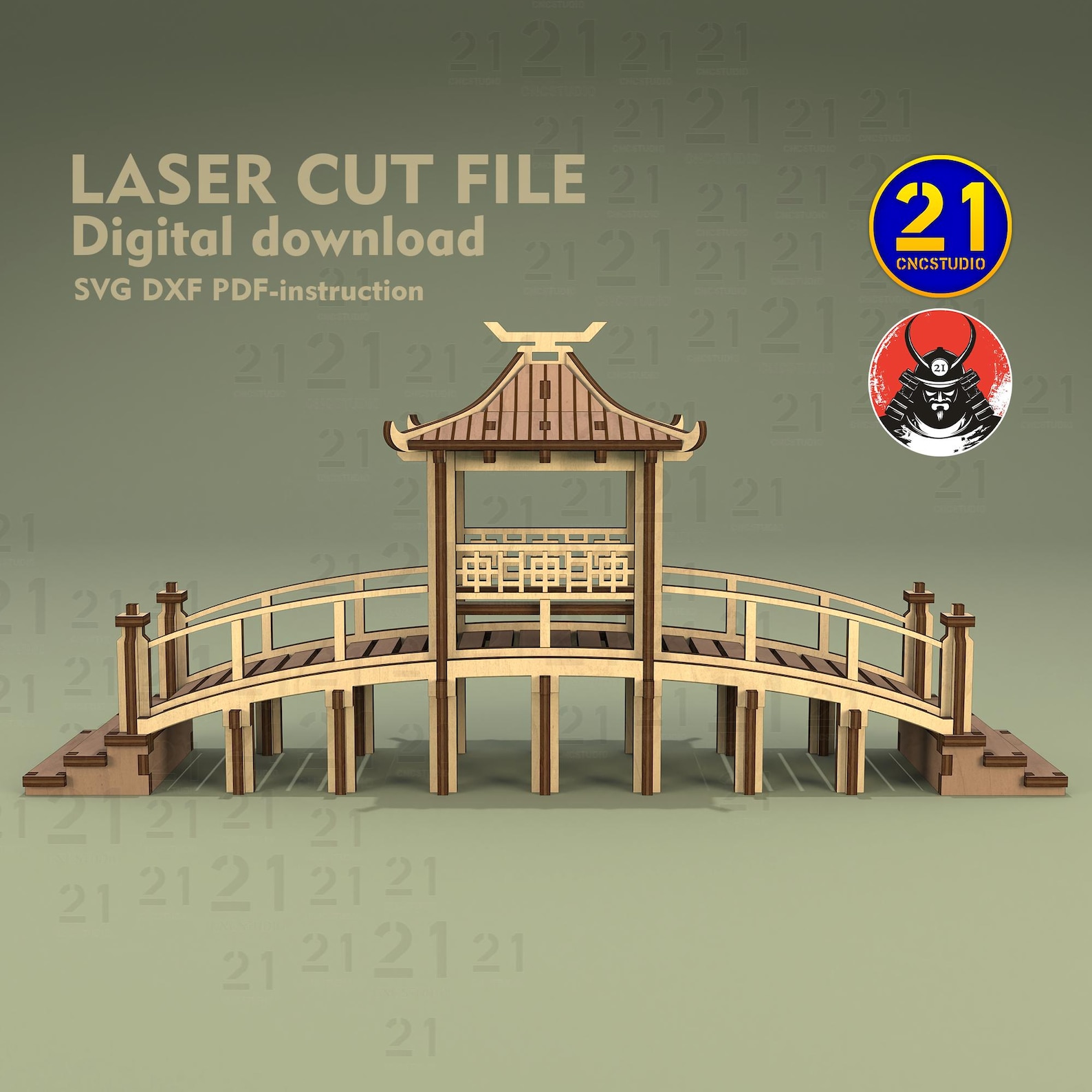Asian Bridge Pagoda Laser Cut File: Tabletop RPG Terrain (digital ...