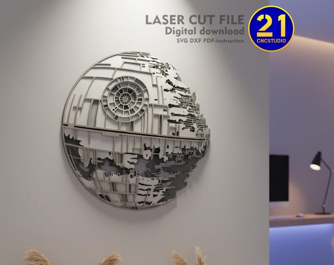 Death Star 5 Layers 2.5D Laser Cut File | Star Wars Decor Model | Digital Download