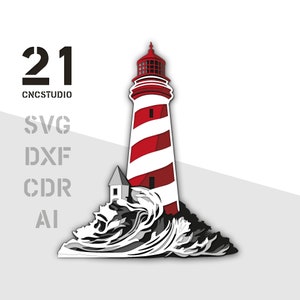 Light house multilayer 2d dxf, svg, ai, cdr laser cut file