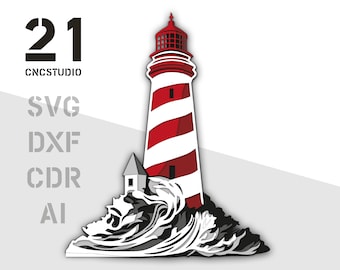 Light house multilayer 2d dxf, svg, ai, cdr laser cut file
