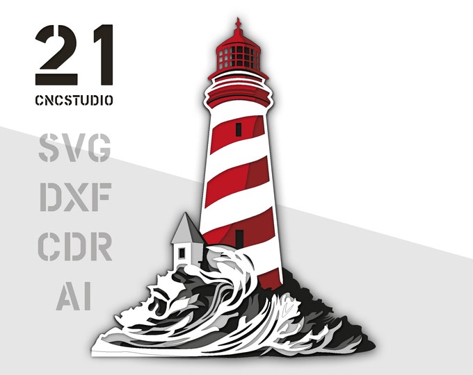 Light house multilayer 2d dxf, svg, ai, cdr laser cut file