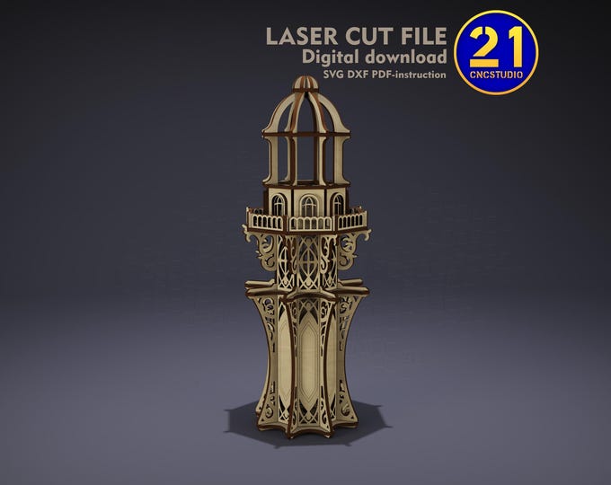 Mini Lighthouse 3D Puzzle SVG DXF | Laser Cut File Digital Download