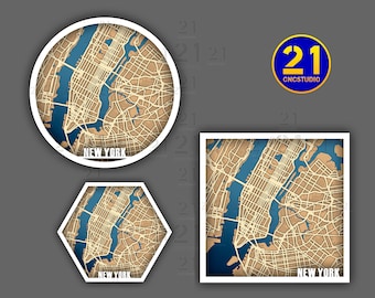 New-York multilayer laser cut file in cdr, svg and dxf formats