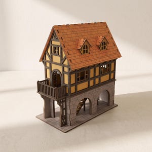 Mittelalterliches Haus v2 Laserschnittdateien: Modell im Tudorstil, Maßstab 1:27