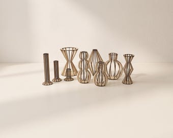 Archivos de corte láser para jarrones decorativos: Juego de 9 diseños de madera