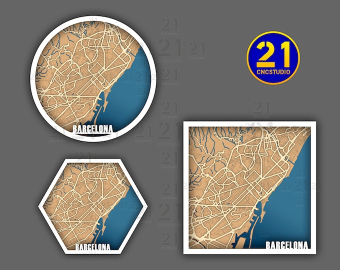 Barcelona multilayer laser cut file in cdr, svg and dxf formats