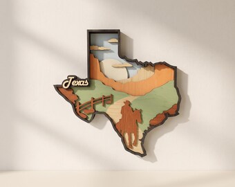 Texas Countryside Laser Cut Files: State Map Design
