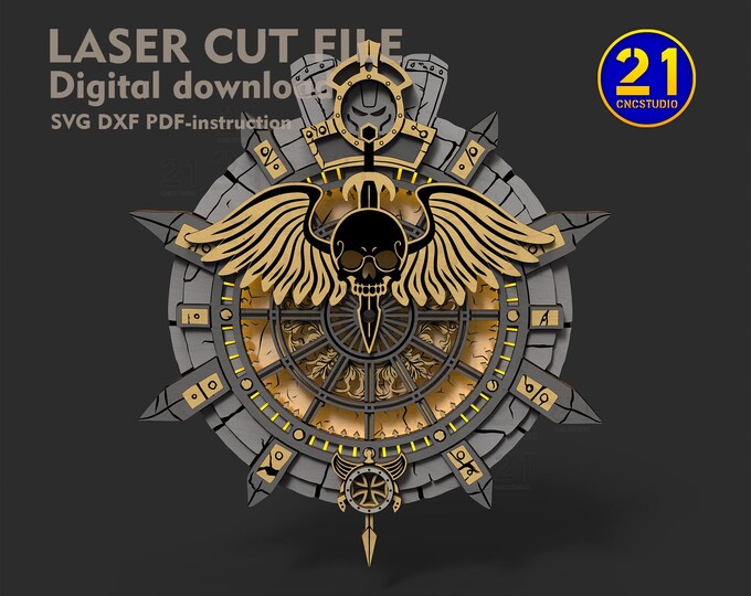 Fantasy Gothic 3D Laser Cut Wall Clock – Tabletop RPG Inspired Home Décor with LED Option (Digital Files)