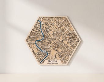 Rome Honeycomb Map Laser Cut Files: 3-Layer Street Map