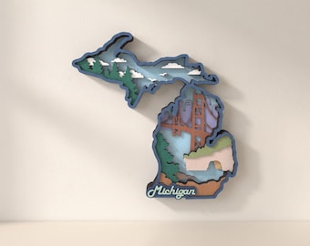Michigan Laser Cut Files: 8-Layer State Map