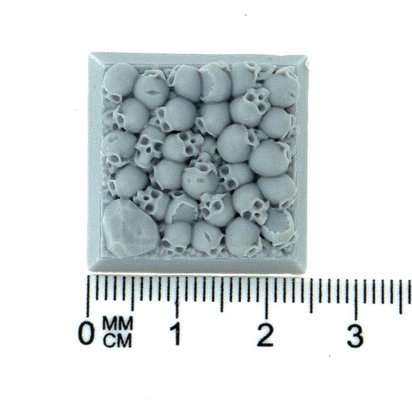 4 Socles Carrés 25 Mm Avec Crânes - Pour Figurines Warhammer, Neuf