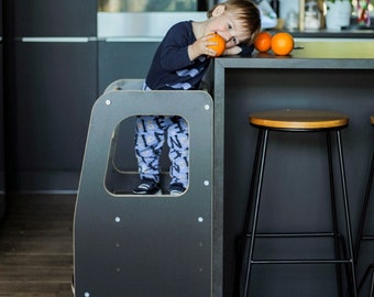 Tour d'apprentissage Montessori | Tabouret de cuisine | Escabeau pour tout-petit | Aide de cuisine pour enfants Très sûr | Plateforme pour enfants | Tabouret de sécurité