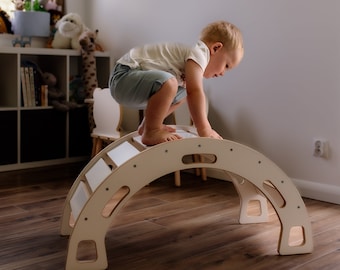 Kinderspiel Brücke, Montessori Holz Rocker für Kinder, Montessori Holz Rocker, Klettergerüst, Kletterbogen für Kinder und Babys