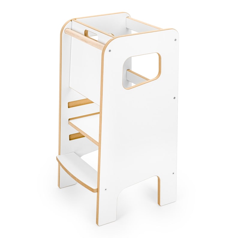 Learning Tower (Closed) / Montessori Kitchen Tower / Learning Stool with Safety Bar / Toddler Standing Aid / Kitchen Tower / Oak or White image 16