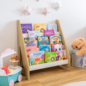 Regał Montessori – organizer na książki i zabawki dla maluchów, nowoczesny, minimalistyczny design zdjęcie 7